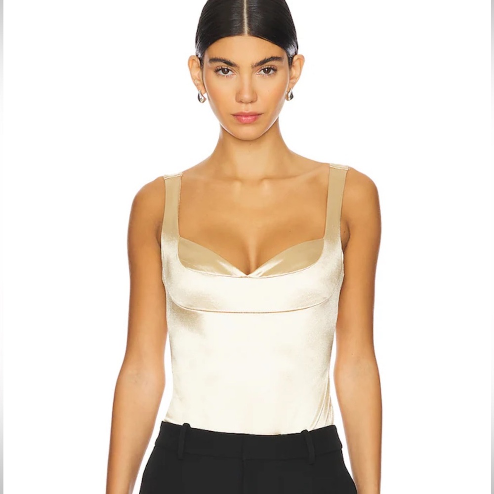 Free People Gold Satin Bodysuit